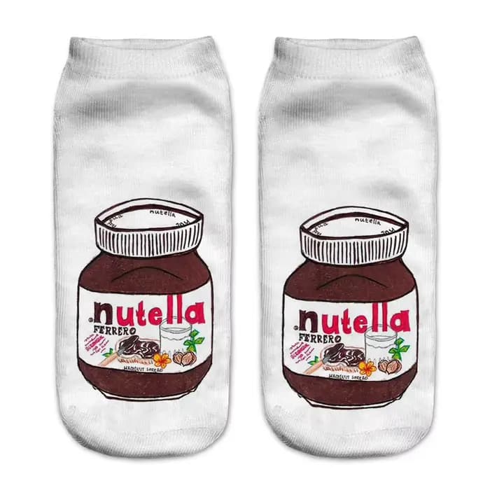 Chaussettes imprimées 3D Happy Calcetines unisexes pour femmes, chaussettes mignonnes et drôles, Nutella, nourriture, fruits, Kawaii, rinçage, nouveau, Harajuku