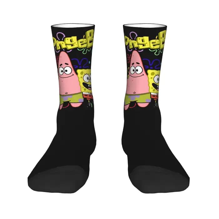 Chaussettes pour femmes et hommes, chaussettes Spongebob, chaussettes amusantes et confortables pour l'automne, chaussettes de sport antidérapantes