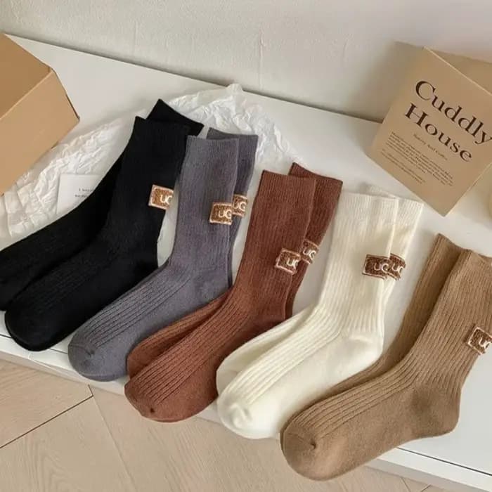 1/3 paires hiver épais chaud rembourré chaussettes couleur unie mi-mollet