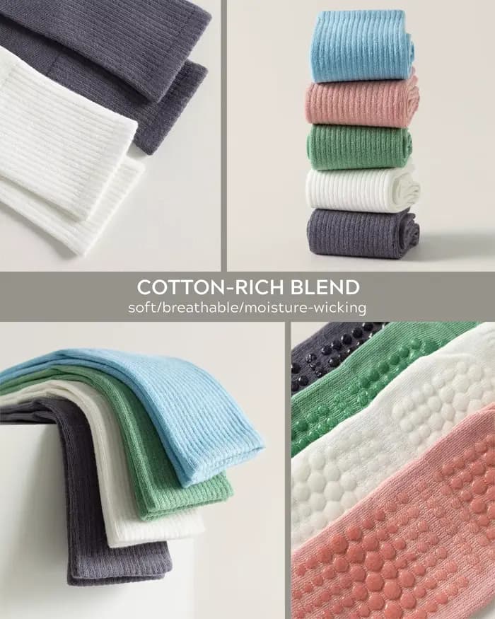 3 paires de chaussettes Pilates antidérapantes pour femmes, chaussettes mi-mollet pour yoga, barre et hôpital, lot de 3 paires