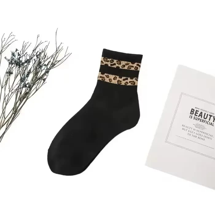 2 paires de chaussettes mi-tube pour femmes, imprimé léopard tacheté, à la mode, pour filles, nouveauté, motif Animal, Style japonais, printemps et été