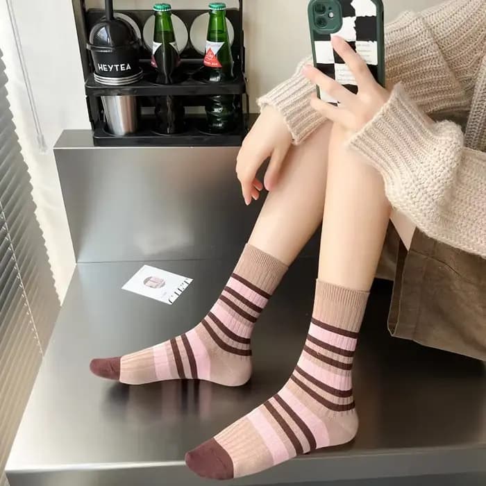 Chaussettes Vintage en coton tricoté pour femmes