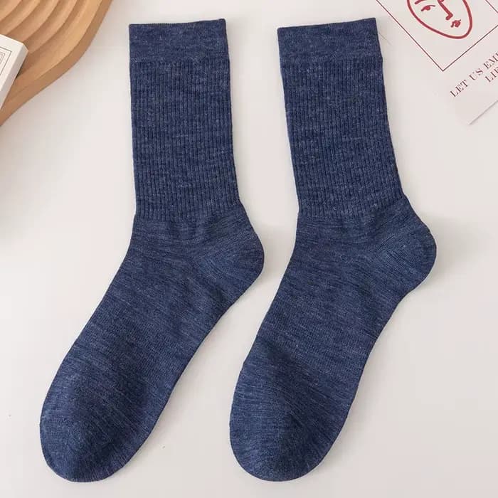 4 paires de chaussettes pour hommes de couleur unie 100% laine épaissie mi-mollet