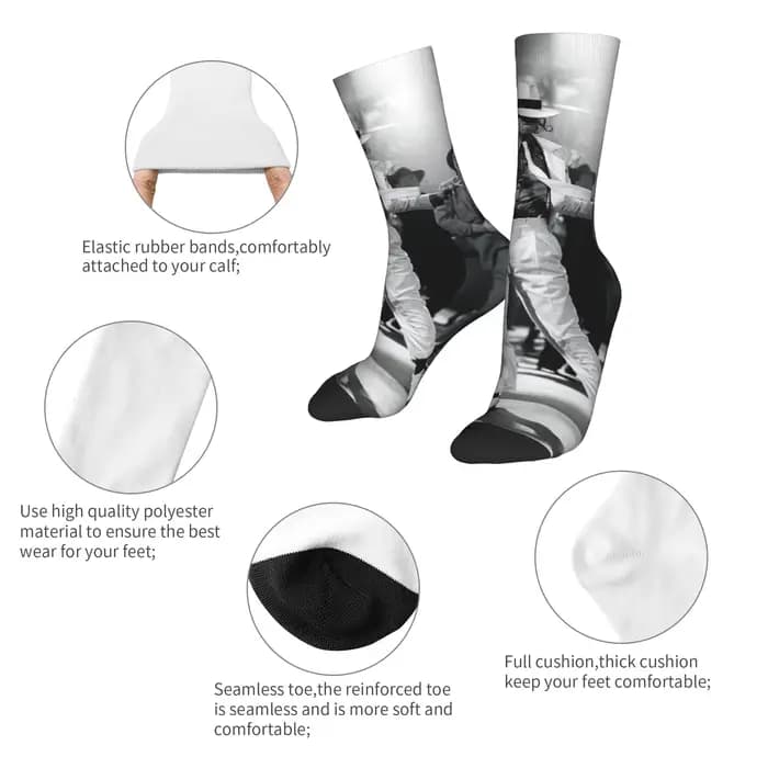 MJ King Of Pop Michael J-jackson Stockings Chaussettes modernes pour femmes et hommes