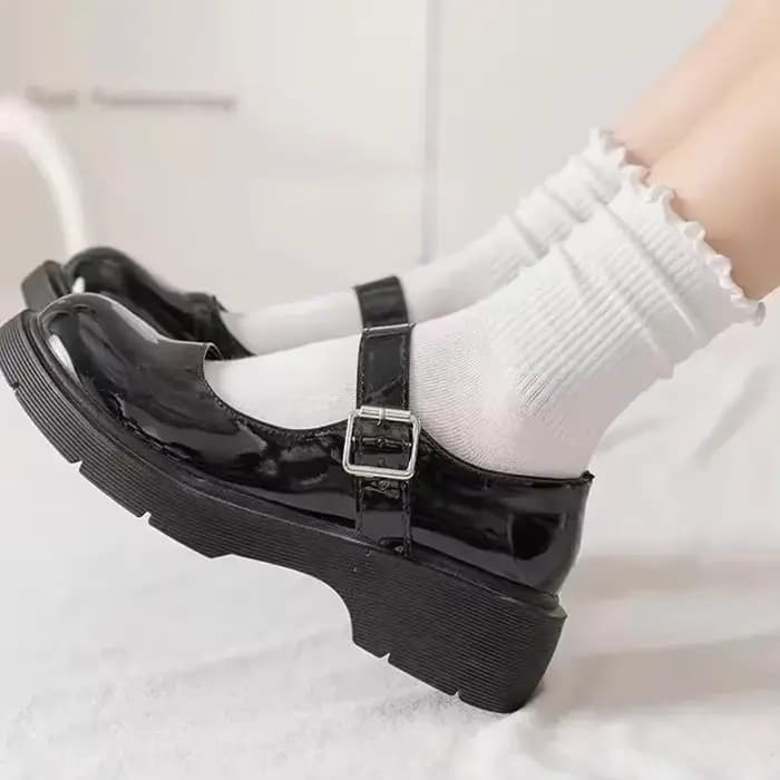 Chaussettes à volants femmes blanc noir froufrous Style Lolita jeune fille japonaise mignon Kawaii coton Harajuku