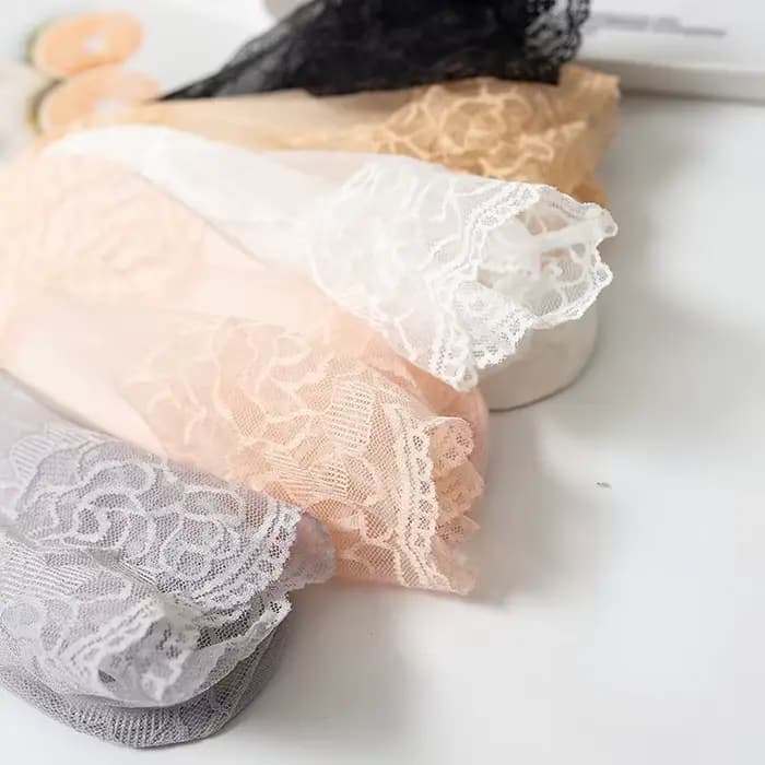 Haute qualité mode Vintag coton femmes dentelle chaussette Transparent été Floral dame fille mince chaussettes courtes