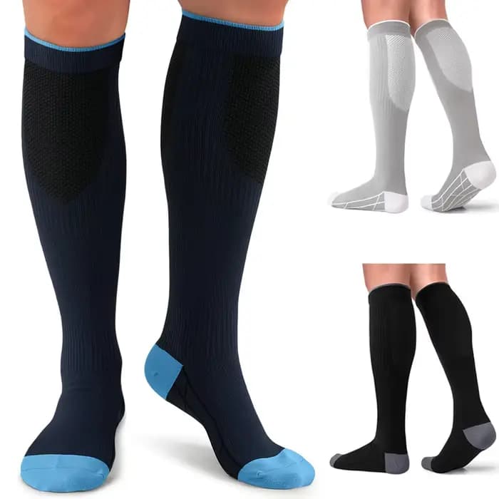 1 paire de chaussettes de compression 20-30 MMHg pour femmes et hommes - Meilleur soutien pour la circulation