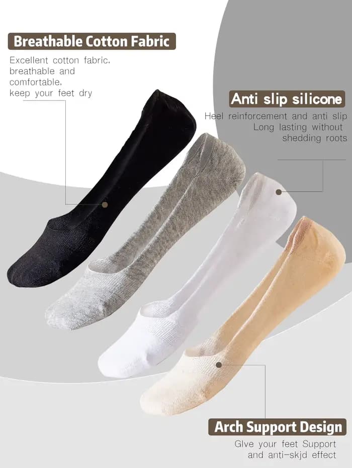 6 paires de chaussettes bateau en pur coton anti-odeur et absorbant la transpiration pour femmes