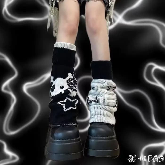 Punk femmes jambe chaussettes gothique crâne étoile Halloween accessoires jambières