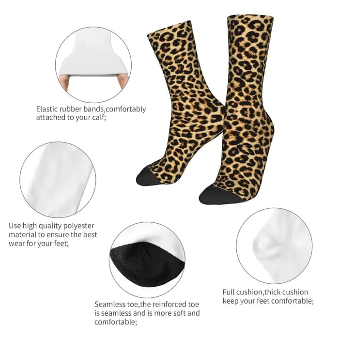 Chaussettes habillées léopard véritable pour hommes, personnalisées, Cool, unisexes, chaudes, confortables, imprimées en 3D, Sexy, en fourrure d'animal africain