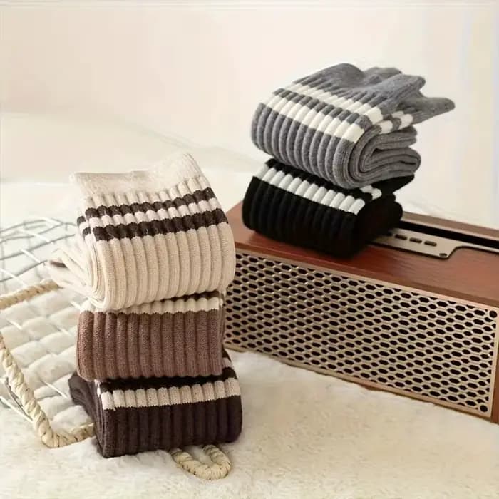 5paris rétro doux rayure chaussettes élastique respirant coton