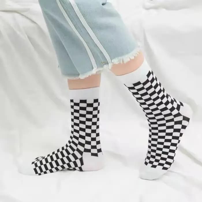 Chaussettes Courtes à Carreaux en Coton pour Femme