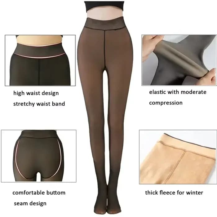 Collants thermiques doublés polaire femme collants chauds épais femmes demi Style complet bas thermiques femme collants doublés polaire