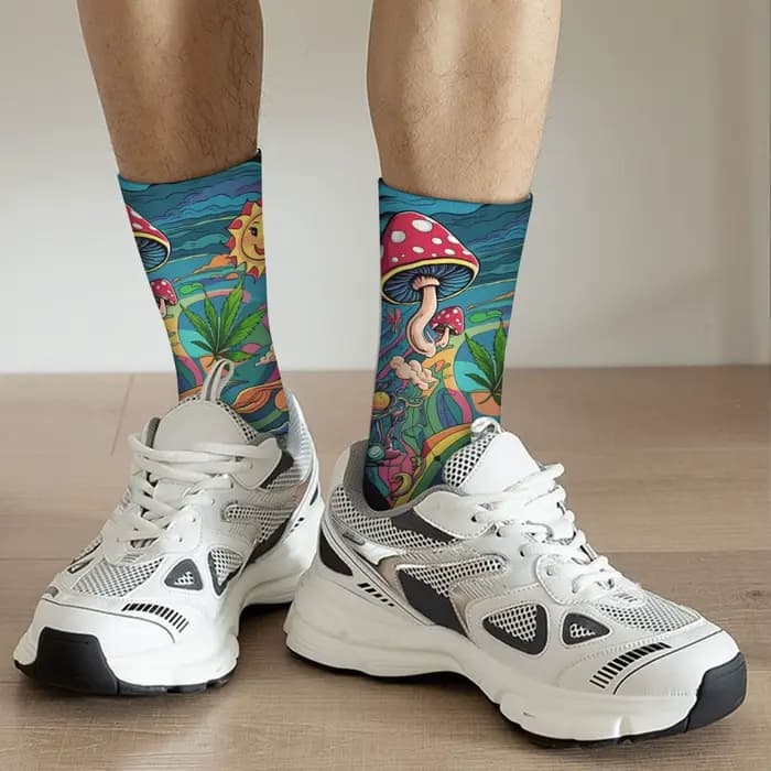 Harajuku rétro bohème fantaisie imprimé chaussettes pour hommes confortable respirant