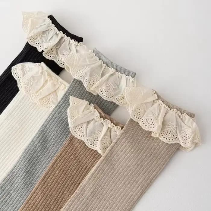 Bébé filles genou chaussettes hautes longues enfants doux coton dentelle trucs princesse