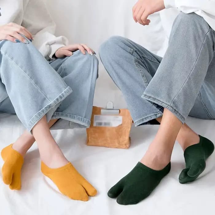Couple Tabi chaussettes pour femmes hommes deux doigts coton peigné bateau
