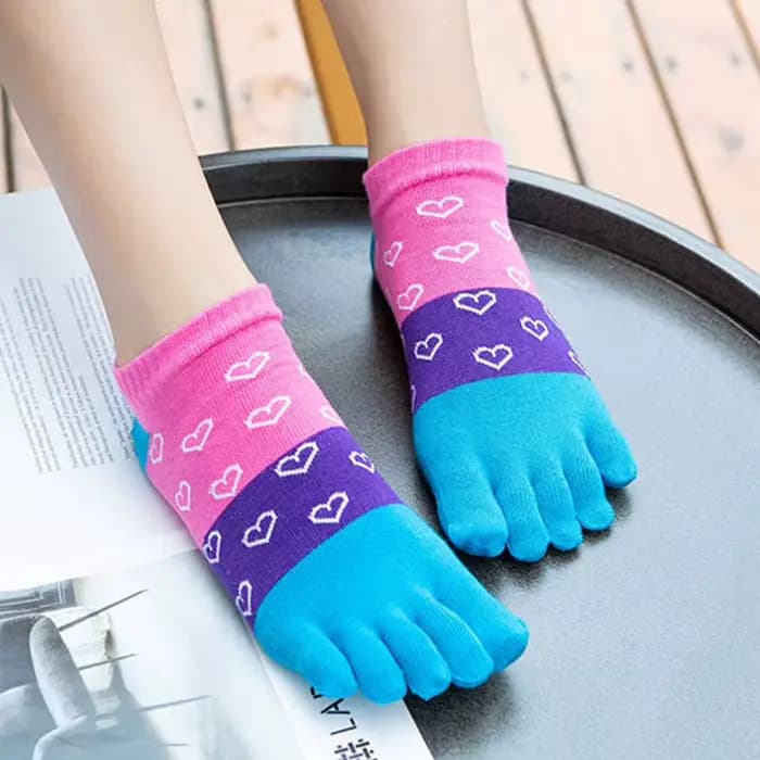 Chaussettes à cinq doigts pour femmes et filles, en coton rayé, absorbant la sueur, mignonnes, décontractées, antibactériennes, respirantes, à la cheville, pour étudiantes