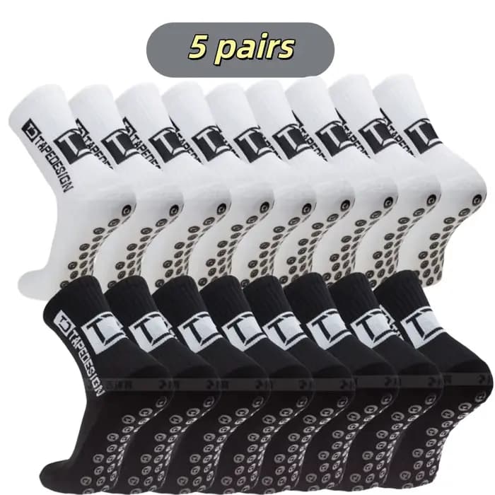 5 paires/lot nouvelles chaussettes de Football mi-mollet antidérapant