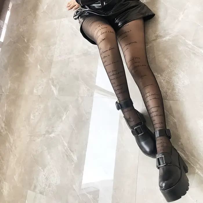 Collants Transparents en Nylon Noir pour Femme
