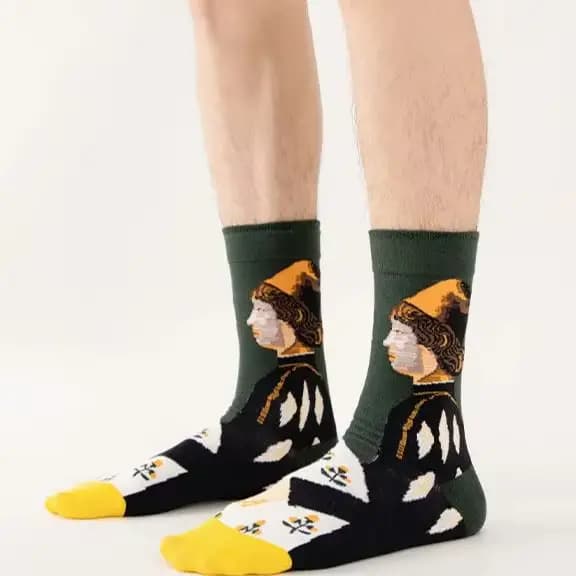 Unisexe peinture Style Harajuku coloré hommes chaussettes femmes 100 coton plein Art doux hommes Harajuku Van Gogh drôle hiver chaud chaussette