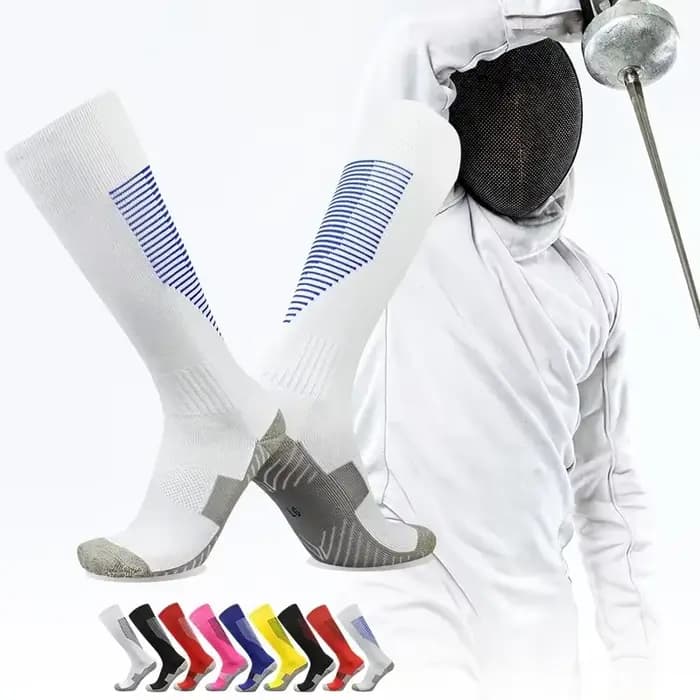 Chaussettes d'escrime en coton, hautes, bas de protection, chaussettes d'escrime professionnelles épaisses pour enfants et adultes