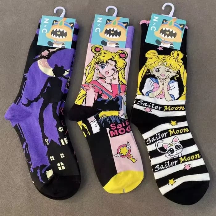 Chaussettes en coton Sailor Moon Tsukino Usagi, mignonnes, douces, confortables, désodorisantes, mi-hautes, multi-usages, pour la maison, cadeaux