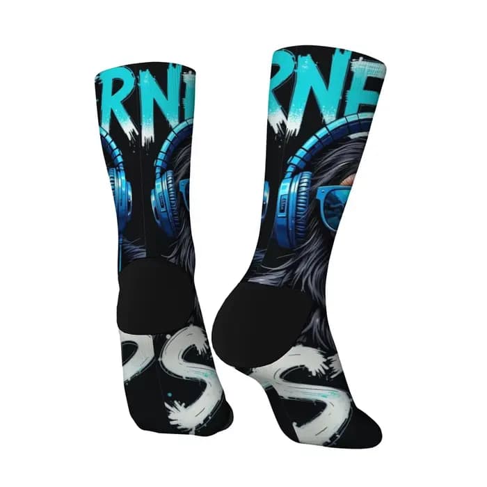 NEVER STOP rock DJ gorille chaussettes roman amusant heureux hommes