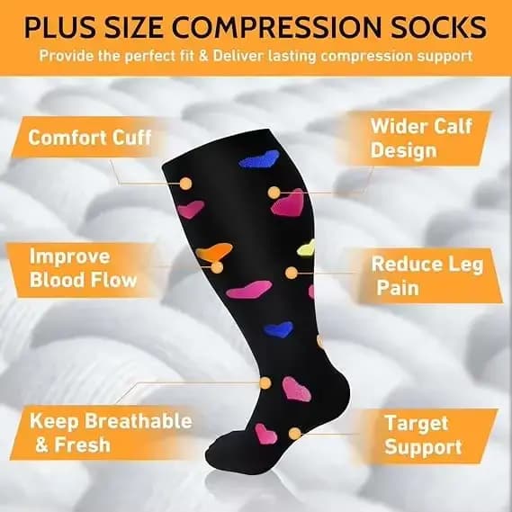Chaussettes de Compression grande taille 2XL-4XL pour femmes et hommes