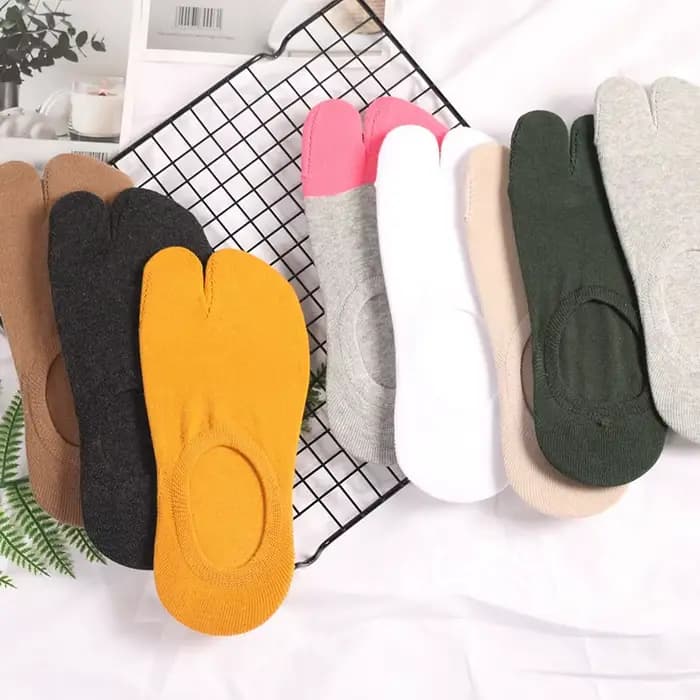 Couple Tabi chaussettes pour femmes hommes deux doigts coton peigné bateau
