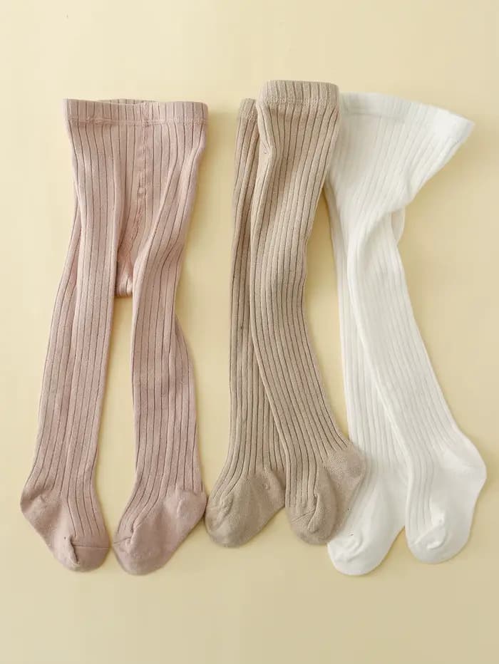 4 paires de collants solides pour petites filles