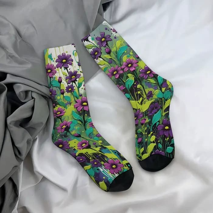 Chaussettes pour hommes à imprimé floral graffiti