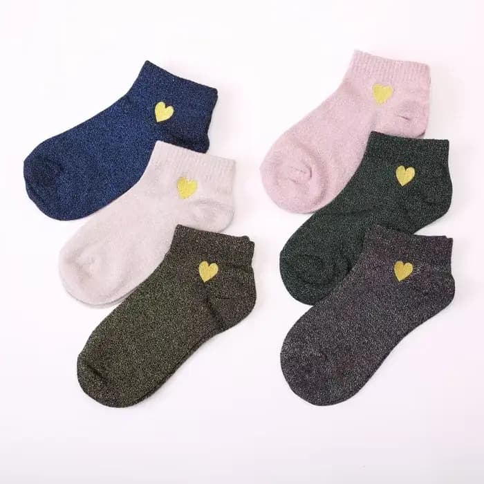 Chaussettes scintillantes brodées en forme de cœur pour femmes