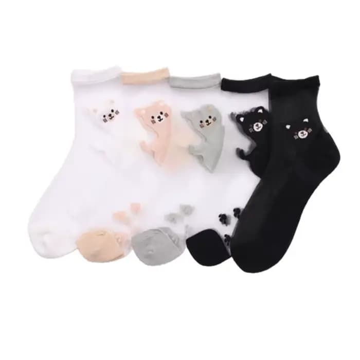 5 paires de chaussettes transparentes en soie cristal pour femmes, antidérapantes, en nylon, ultra-fines, respirantes, en patchwork