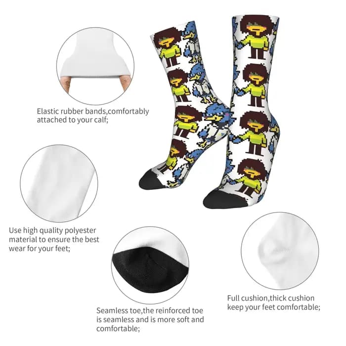 Berdly et Kris chaussettes Deltarune bas modernes femmes hommes doux respirant