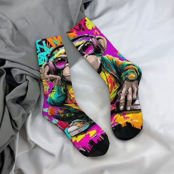 Chaussettes pour hommes Street Graffiti Hip-Hop Monkey