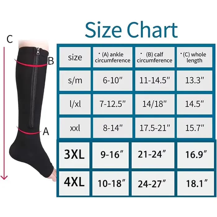 Brothock Chaussettes de compression à fermeture éclair 1/2/3/4 paires