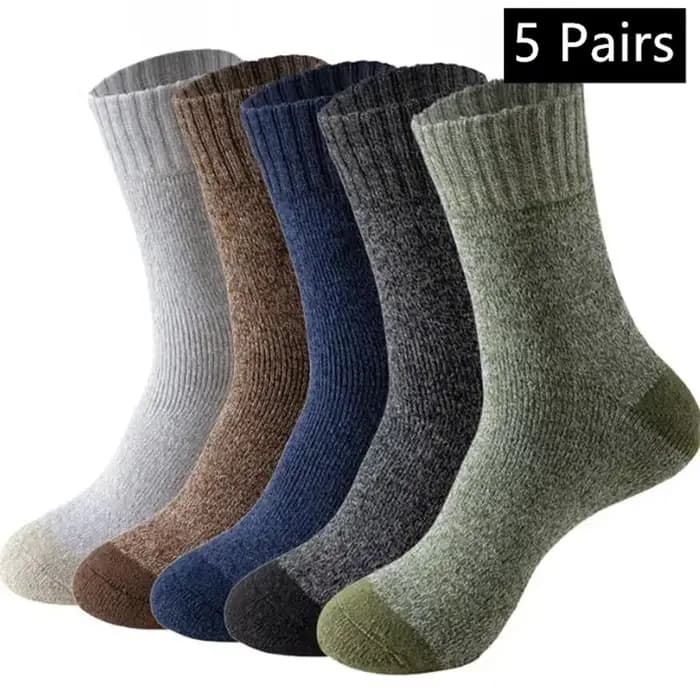 5 paires de chaussettes en laine mérinos pour homme et femme