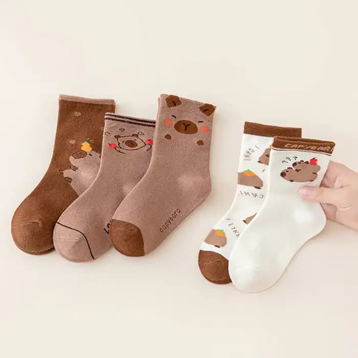 Chaussettes mi-tube en coton ours mignon pour enfants