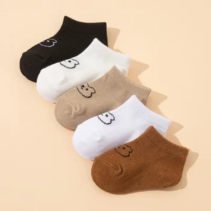 5 paires de chaussettes antidérapantes pour bébé, imprimé ours mignon, chaussettes respirantes pour tout-petits garçons et filles, chaussures pour nouveau-nés