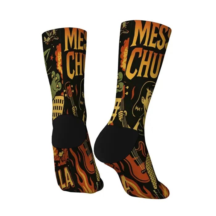 Harajuku rétro dessin animé Rock imprimé chaussettes pour hommes confortable respirant