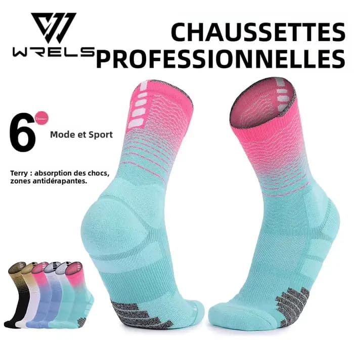 WRELS chaussettes coussin athlétique évacuant l'humidité