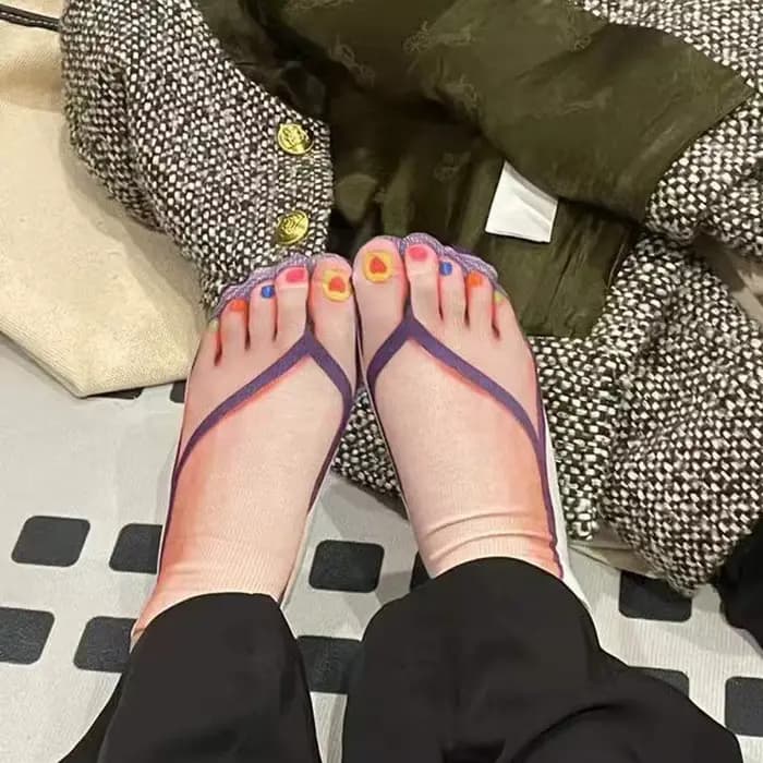 1 paire de chaussettes tongs à motif imprimé en 3D
