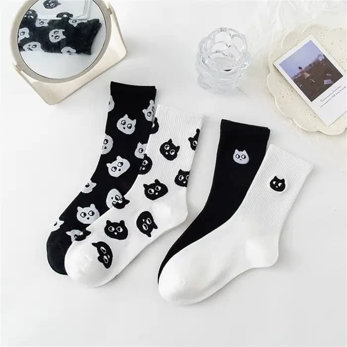 Chaussettes chat mignon noir blanc pour femmes, joli chaton décontracté, cadeau de noël, livraison directe, nouvelle collection