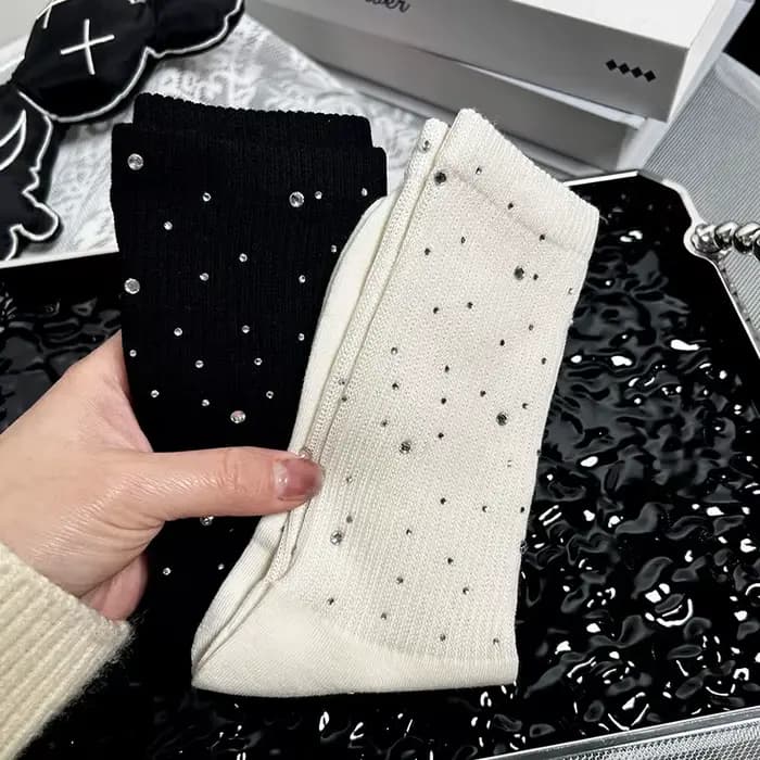 1/2/4 paires diamant brillant marée chaussettes diamant chaud luxe strass moyen Tube femmes chaussettes quatre saisons mode coton bonneterie