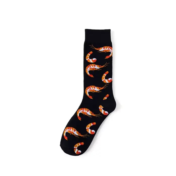 Harajuku chaussettes drôles nourriture fruits de mer actif crevettes calmar