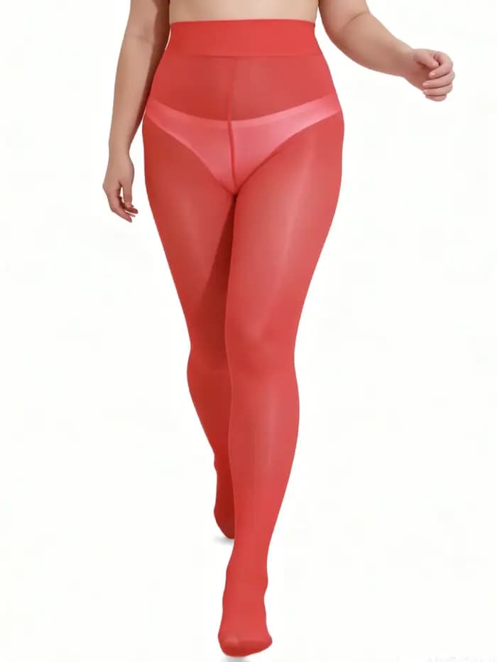 1 collant opaque rouge taille haute pour femme