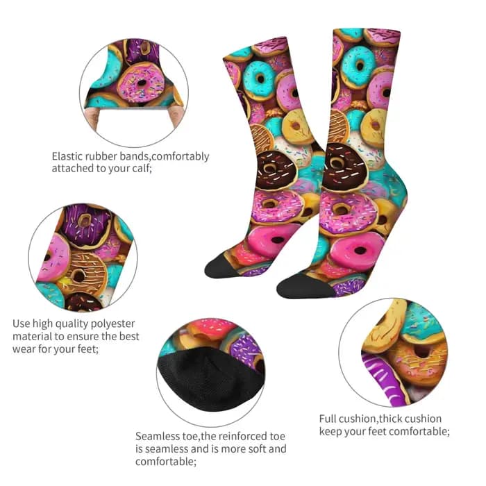 Chaussettes amusantes pour hommes en forme de donut