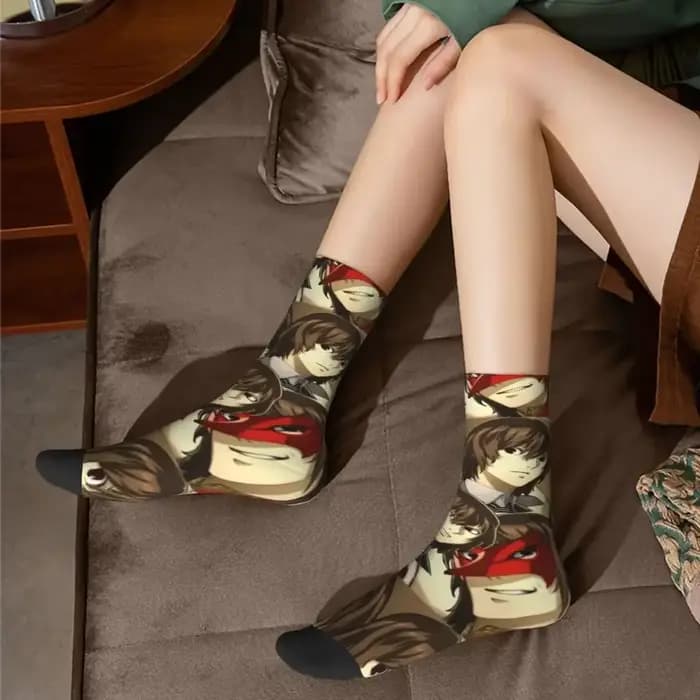 De nombreux visages de Goro Akechi chaussettes Harajuku bas de haute qualité toutes saisons