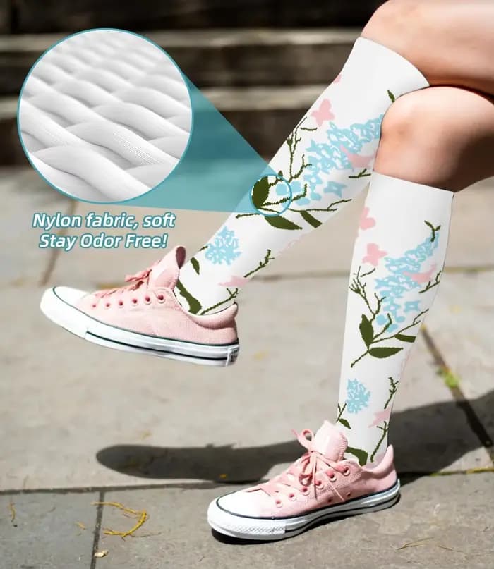 6 paires de nouvelles chaussettes de compression à motif floral