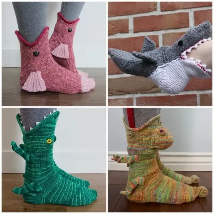 2023 nouvelles chaussettes crocodile tricotées automne hiver femmes mignon dessin animé sol